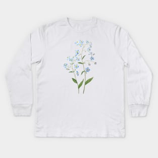 blue forget me not flowers 2021 watercolor Kids Long Sleeve T-Shirt